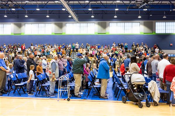 School-wide assembly with Veterans and their families. 